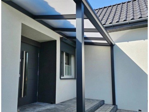 Realizacja 58 - zadaszenie nad wejściem, poliwęglan Szczecin